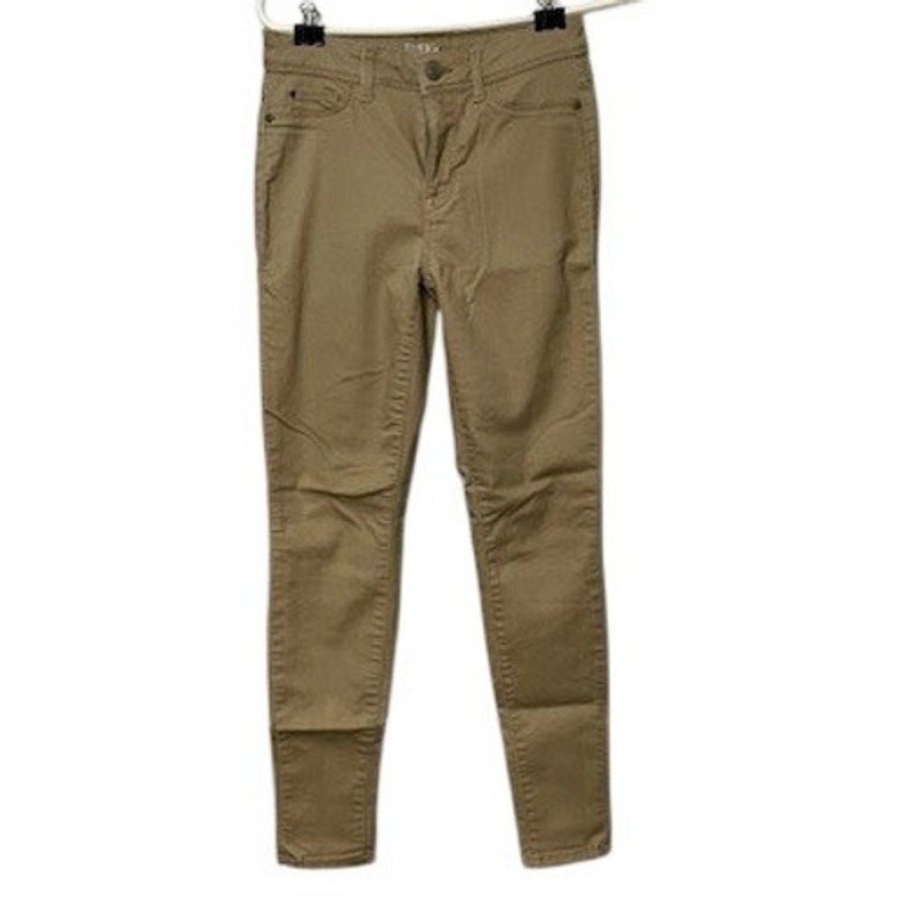 Time and Tru Womens Skinny Pants Tan Khaki Stretch Mid Rise Trousers Size 4